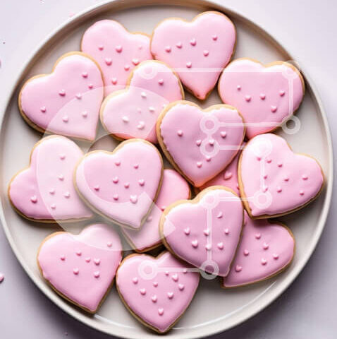 Intra Συλλεκτικό Ξύλινο Παζλ Plywood  4mm - Μπισκότα σε σχήμα καρδιάς σε ένα άσπρο πιάτο Σε Ξύλινο Κουτί - Διαστάσεις: 10x10 cm – 25 κομμάτια - Image 1