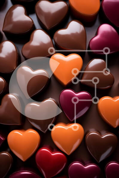 Intra Συλλεκτικό Ξύλινο Παζλ Plywood  4mm - Συστάδα από καρδιές σοκολάτας σε διάφορα χρώματα Σε Ξύλινο Κουτί - Διαστάσεις: 10x10 cm – 25 κομμάτια