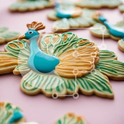 Intra Συλλεκτικό Ξύλινο Παζλ Plywood  4mm - Διακοσμημένα μπισκότα εμπνευσμένα από το παγώνι Σε Ξύλινο Κουτί - Διαστάσεις: 10x10 cm – 25 κομμάτια - Image 1