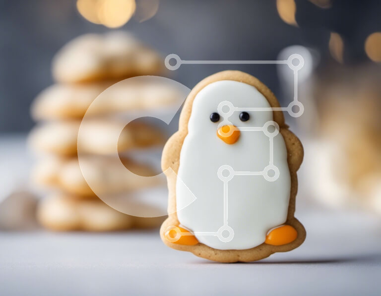 Intra Συλλεκτικό Ξύλινο Παζλ Plywood  4mm - Μπισκότο σε σχήμα πιγκουίνου με στοίβες μπισκότων Σε Ξύλινο Κουτί - Διαστάσεις: 10x10 cm – 25 κομμάτια