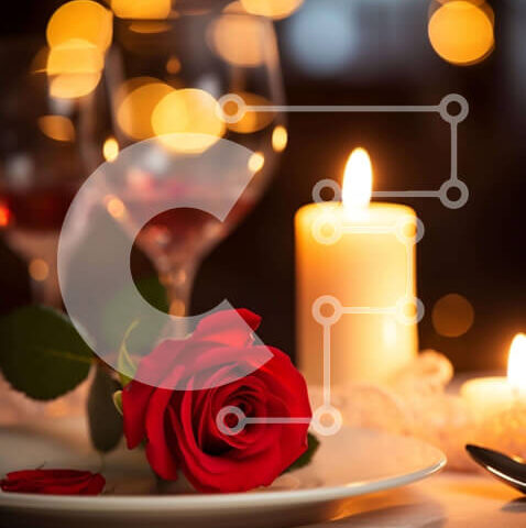 Intra Συλλεκτικό Ξύλινο Παζλ Plywood  4mm - Κομψό Τραπέζι με Κηροπήγια και Κόκκινο Τριαντάφυλλο Σε Ξύλινο Κουτί - Διαστάσεις: 10x10 cm – 25 κομμάτια - Image 1