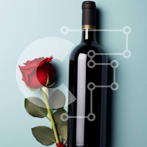 Intra Συλλεκτικό Ξύλινο Παζλ Plywood  4mm - Άδειο μπουκάλι κρασιού και κόκκινο τριαντάφυλλο Σε Ξύλινο Κουτί - Διαστάσεις: 10x10 cm – 25 κομμάτια - Image 1