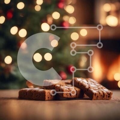 Intra Συλλεκτικό Ξύλινο Παζλ Plywood  4mm - Νόστιμα μπράουνις μπροστά από ένα φωτισμένο χριστουγεννιάτικο δέντρο Σε Ξύλινο Κουτί - Διαστάσεις: 10x10 cm – 25 κομμάτια - Image 1