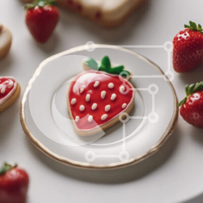 Intra Συλλεκτικό Ξύλινο Παζλ Plywood  4mm - Πιάτο με μπισκότα διακοσμημένο με φράουλες Σε Ξύλινο Κουτί - Διαστάσεις: 10x10 cm – 25 κομμάτια - Image 1