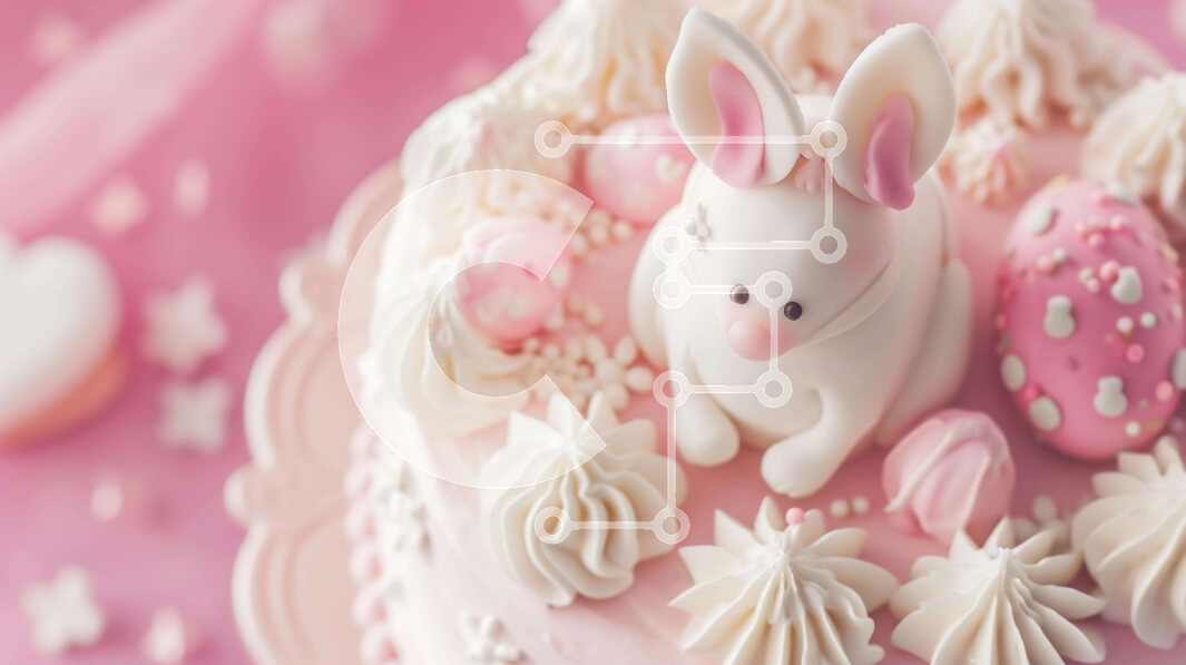 Intra Συλλεκτικό Ξύλινο Παζλ Plywood  4mm - Ροζ πασχαλινό κέικ με ειδώλια λαγουδάκι και πασχαλινό αυγό Σε Ξύλινο Κουτί - Διαστάσεις: 10x10 cm – 25 κομμάτια