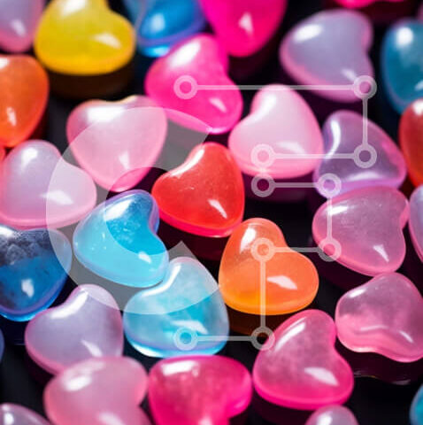 Intra Συλλεκτικό Ξύλινο Παζλ Plywood 4mm - Πολύχρωμη καραμέλα σε σχήμα καρδιάς στο τραπέζι Σε Ξύλινο Κουτί - Διαστάσεις: 10x10 cm – 25 κομμάτια - Image 1