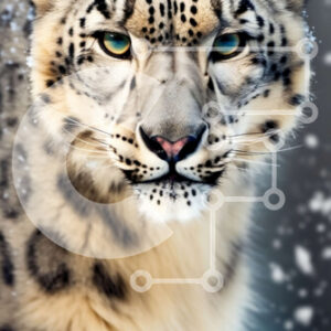 Intra Συλλεκτικό Ξύλινο Παζλ Plywood  4mm - Εκπληκτική εικόνα μιας λεοπάρδαλης του χιονιού στο χιόνι Σε Ξύλινο Κουτί - Διαστάσεις: 10x10 cm – 25 κομμάτια