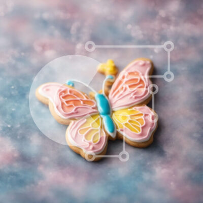 Intra Συλλεκτικό Ξύλινο Παζλ Plywood 4mm - Μπισκότο σε σχήμα πεταλούδας με ροζ και κίτρινο πάγωμα Σε Ξύλινο Κουτί - Διαστάσεις: 10x10 cm – 25 κομμάτια - Image 1