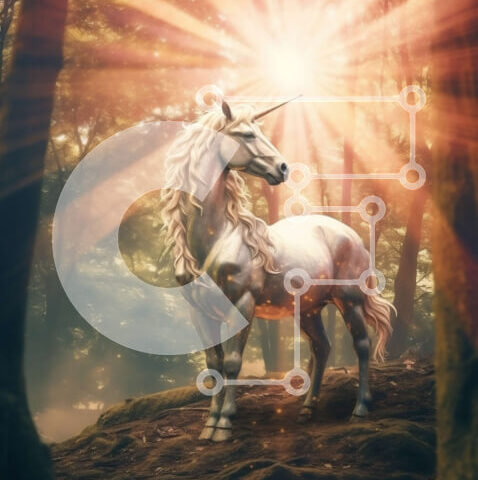 Intra Συλλεκτικό Ξύλινο Παζλ Plywood 4mm - Μαγική εικόνα ενός λευκού μονόκερου σε ένα ηλιόλουστο δάσος Σε Ξύλινο Κουτί - Διαστάσεις: 10x10 cm – 25 κομμάτια - Image 1