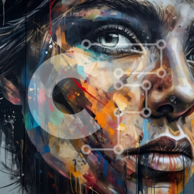 Intra Συλλεκτικό Ξύλινο Παζλ Plywood 4mm - Δημιουργικό και καλλιτεχνικό κοντινό πορτρέτο γυναίκας με πολύχρωμες πιτσιλιές μπογιάς Σε Ξύλινο Κουτί - Διαστάσεις: 10x10 cm – 25 κομμάτια - Image 1