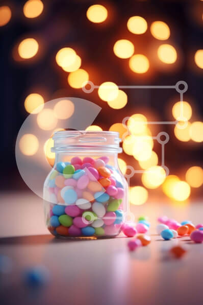 Intra Συλλεκτικό Ξύλινο Παζλ Plywood  4mm - Πολύχρωμα καλάμια καραμελών σε γυάλινο βάζο Σε Ξύλινο Κουτί - Διαστάσεις: 10x10 cm – 25 κομμάτια