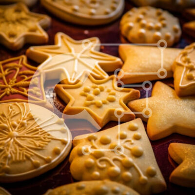 Intra Συλλεκτικό Ξύλινο Παζλ Plywood 4mm - Διάφορα διακοσμημένα μπισκότα σε δίσκο με διάφορα σχήματα και σχέδια Σε Ξύλινο Κουτί - Διαστάσεις: 10x10 cm – 25 κομμάτια - Image 1