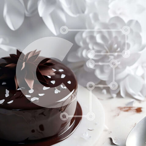 Intra Συλλεκτικό Ξύλινο Παζλ Plywood  4mm - Κέικ σοκολάτας με λευκά λουλούδια διακοσμητικά Σε Ξύλινο Κουτί - Διαστάσεις: 10x10 cm – 25 κομμάτια - Image 1