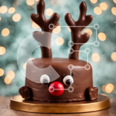 Intra Συλλεκτικό Ξύλινο Παζλ Plywood  4mm - Σοκολατένιο κέικ ταράνδων για την εορταστική περίοδο Σε Ξύλινο Κουτί - Διαστάσεις: 10x10 cm – 25 κομμάτια - Image 1