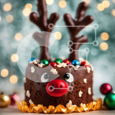 Intra Συλλεκτικό Ξύλινο Παζλ Plywood  4mm - Κέικ σοκολάτας με κέρατα ταράνδου και χριστουγεννιάτικα στολίδια Σε Ξύλινο Κουτί - Διαστάσεις: 10x10 cm – 25 κομμάτια - Image 1