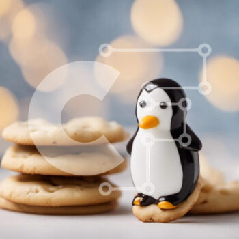 Intra Συλλεκτικό Ξύλινο Παζλ Plywood  4mm - Χαριτωμένο ειδώλιο πιγκουίνου σε στοίβες μπισκότων Σε Ξύλινο Κουτί - Διαστάσεις: 10x10 cm – 25 κομμάτια - Image 1