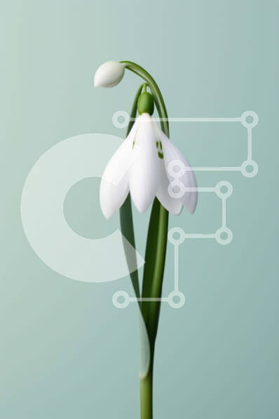 Intra Συλλεκτικό Ξύλινο Παζλ Plywood  4mm - Μονό λευκό λουλούδι χιονοστιβάδας με πράσινα φύλλα Σε Ξύλινο Κουτί - Διαστάσεις: 10x10 cm – 25 κομμάτια