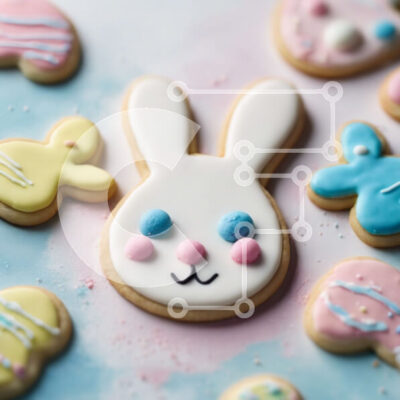 Intra Συλλεκτικό Ξύλινο Παζλ Plywood 4mm - Πασχαλινά μπισκότα λαγουδάκι με παστέλ χρώματα Σε Ξύλινο Κουτί - Διαστάσεις: 10x10 cm – 25 κομμάτια - Image 1