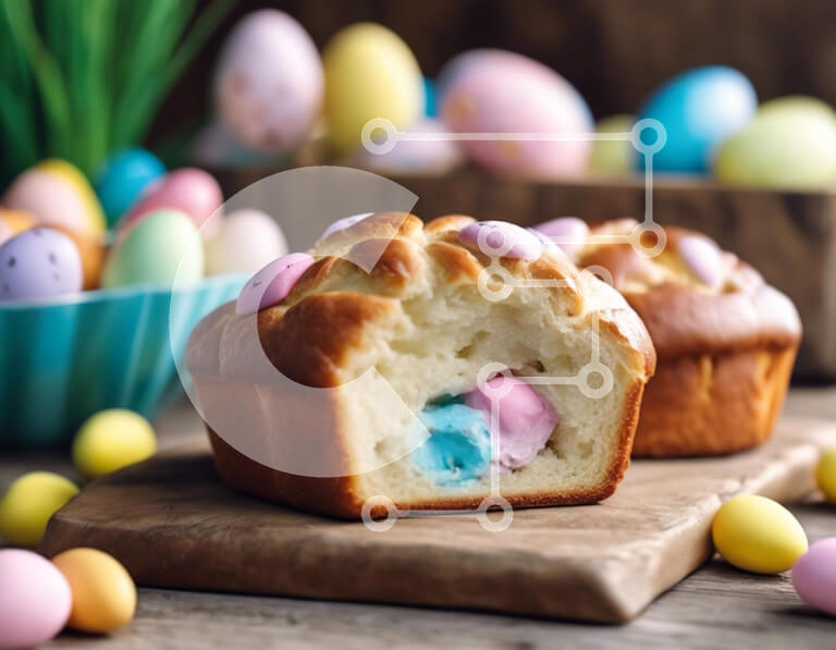 Intra Συλλεκτικό Ξύλινο Παζλ Plywood  4mm - Μάφιν με πασχαλινό θέμα με πολύχρωμα αυγά Σε Ξύλινο Κουτί - Διαστάσεις: 10x10 cm – 25 κομμάτια