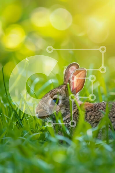 Intra Συλλεκτικό Ξύλινο Παζλ Plywood  4mm - Χαριτωμένο κουνέλι λαγουδάκι που ξεκουράζεται στο γρασίδι Σε Ξύλινο Κουτί - Διαστάσεις: 10x10 cm – 25 κομμάτια