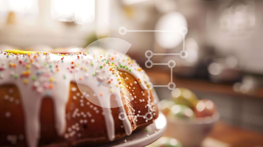 Intra Συλλεκτικό Ξύλινο Παζλ Plywood  4mm - Πολύχρωμο Sprinkle Bundt Cake με αυγά Σε Ξύλινο Κουτί - Διαστάσεις: 10x10 cm – 25 κομμάτια