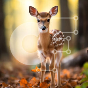 Intra Συλλεκτικό Ξύλινο Παζλ Plywood  4mm - Αξιολάτρευτο ελαφάκι που στέκεται ανάμεσα στα φθινοπωρινά φύλλα Σε Ξύλινο Κουτί - Διαστάσεις: 10x10 cm – 25 κομμάτια