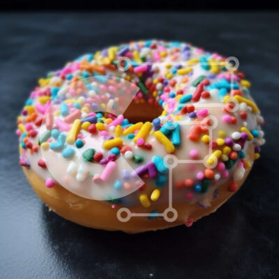 Intra Συλλεκτικό Ξύλινο Παζλ Plywood  4mm - Λαχταριστό γλασέ ντόνατ με πολύχρωμα πασπαλίσματα Σε Ξύλινο Κουτί - Διαστάσεις: 10x10 cm – 25 κομμάτια - Image 1