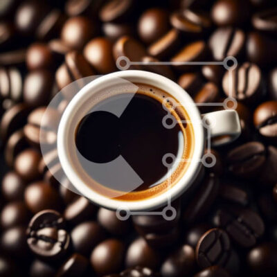 Intra Συλλεκτικό Ξύλινο Παζλ Plywood 4mm - Όμορφη εικόνα ενός φλιτζάνι καφέ με κόκκους καφέ σε σκούρο φόντο Σε Ξύλινο Κουτί - Διαστάσεις: 10x10 cm – 25 κομμάτια - Image 1