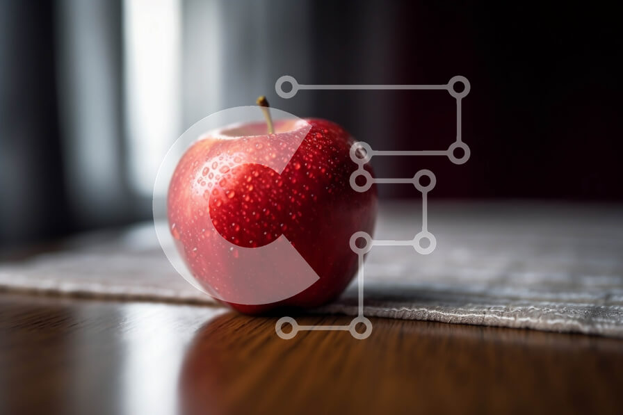 Intra Συλλεκτικό Ξύλινο Παζλ Plywood  4mm - Όμορφη εικόνα ενός κόκκινου μήλου σε ένα ξύλινο τραπέζι κοντά σε ένα παράθυρο Σε Ξύλινο Κουτί - Διαστάσεις: 10x10 cm – 25 κομμάτια