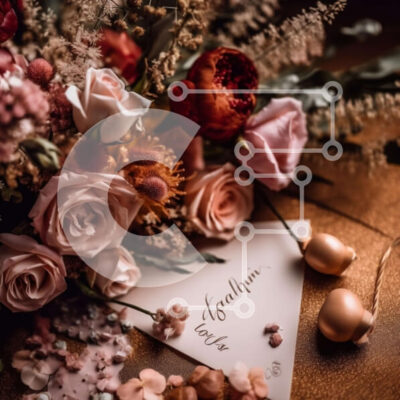 Intra Συλλεκτικό Ξύλινο Παζλ Plywood 4mm - Όμορφο μπουκέτο με ροζ και ροδακινί τριαντάφυλλα με καφέ σπάγγο και σημείωμα για την Ημέρα του Αγίου Βαλεντίνου Σε Ξύλινο Κουτί - Διαστάσεις: 10x10 cm – 25 κομμάτια - Image 1