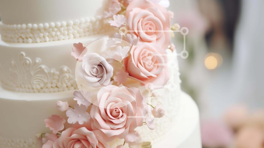 Intra Συλλεκτικό Ξύλινο Παζλ Plywood  4mm - Λευκή τούρτα τριών επιπέδων με ροζ τριαντάφυλλα Σε Ξύλινο Κουτί - Διαστάσεις: 10x10 cm – 25 κομμάτια