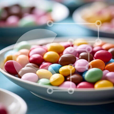 Intra Συλλεκτικό Ξύλινο Παζλ Plywood  4mm - Πολύχρωμες καραμέλες σε πολλά μπολ Σε Ξύλινο Κουτί - Διαστάσεις: 10x10 cm – 25 κομμάτια - Image 1