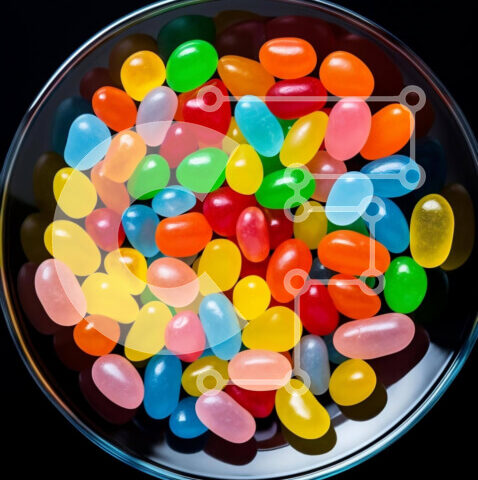 Intra Συλλεκτικό Ξύλινο Παζλ Plywood  4mm - Πολύχρωμα φασόλια ζελέ σε γυάλινο μπολ Σε Ξύλινο Κουτί - Διαστάσεις: 10x10 cm – 25 κομμάτια - Image 1