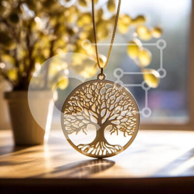 Intra Συλλεκτικό Ξύλινο Παζλ Plywood 4mm - Κρεμαστό κολιέ σε σχήμα δέντρου στο τραπέζι με φυτά σε γλάστρες Σε Ξύλινο Κουτί - Διαστάσεις: 10x10 cm – 25 κομμάτια - Image 1