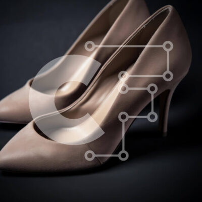 Intra Συλλεκτικό Ξύλινο Παζλ Plywood  4mm - Ζευγάρι μπεζ ψηλοτάκουνα παπούτσια στοιβαγμένα μαζί Σε Ξύλινο Κουτί - Διαστάσεις: 10x10 cm – 25 κομμάτια - Image 1