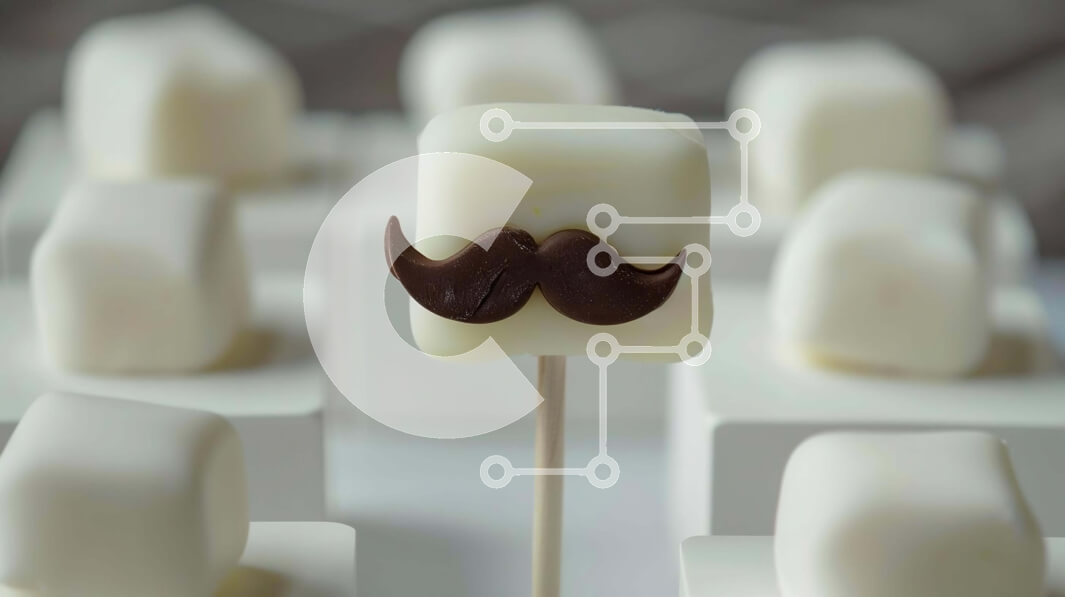 Intra Συλλεκτικό Ξύλινο Παζλ Plywood  4mm - Marshmallow Pop σε σχήμα μουστάκι με βρώσιμα διακοσμητικά Σε Ξύλινο Κουτί - Διαστάσεις: 10x10 cm – 25 κομμάτια