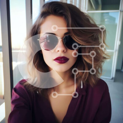 Intra Συλλεκτικό Ξύλινο Παζλ Plywood  4mm - Κομψή γυναίκα με γυαλιά ηλίου και μπορντό φόρεμα Σε Ξύλινο Κουτί - Διαστάσεις: 10x10 cm – 25 κομμάτια - Image 1