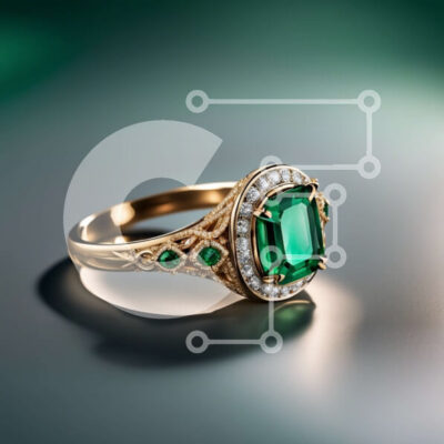 Intra Συλλεκτικό Ξύλινο Παζλ Plywood  4mm - Εκπληκτικό χρυσό δαχτυλίδι με σμαράγδι και διαμάντια Σε Ξύλινο Κουτί - Διαστάσεις: 10x10 cm – 25 κομμάτια - Image 1