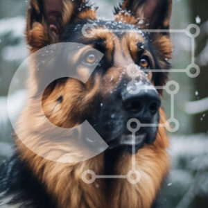 Intra Συλλεκτικό Ξύλινο Παζλ Plywood  4mm - Γερμανικός Ποιμενικός Σκύλος στο Χιονισμένο Δάσος Σε Ξύλινο Κουτί - Διαστάσεις: 10x10 cm – 25 κομμάτια