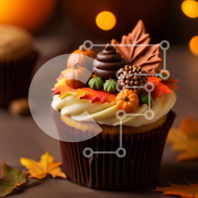 Intra Συλλεκτικό Ξύλινο Παζλ Plywood  4mm - Νόστιμο φθινοπωρινό Cupcake με καραμέλα και πασπαλίσματα σοκολάτας Σε Ξύλινο Κουτί - Διαστάσεις: 10x10 cm – 25 κομμάτια - Image 1