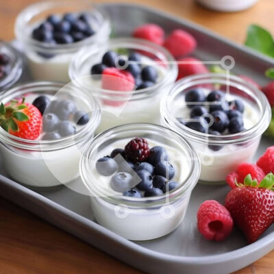 Intra Συλλεκτικό Ξύλινο Παζλ Plywood  4mm - Ποικιλία φρούτων και γιαουρτιού σε δίσκο Σε Ξύλινο Κουτί - Διαστάσεις: 10x10 cm – 25 κομμάτια - Image 1