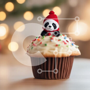 Intra Συλλεκτικό Ξύλινο Παζλ Plywood  4mm - Panda Cupcake με Κόκκινα και Λευκά Πασπαλίσματα Σε Ξύλινο Κουτί - Διαστάσεις: 10x10 cm – 25 κομμάτια - Image 1
