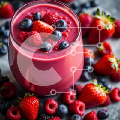 Intra Συλλεκτικό Ξύλινο Παζλ Plywood  4mm – Δροσιστικό ροζ Smoothie με φρέσκα μούρα και φρούτα Σε Ξύλινο Κουτί – Διαστάσεις: 10×10 cm – 25 κομμάτια
