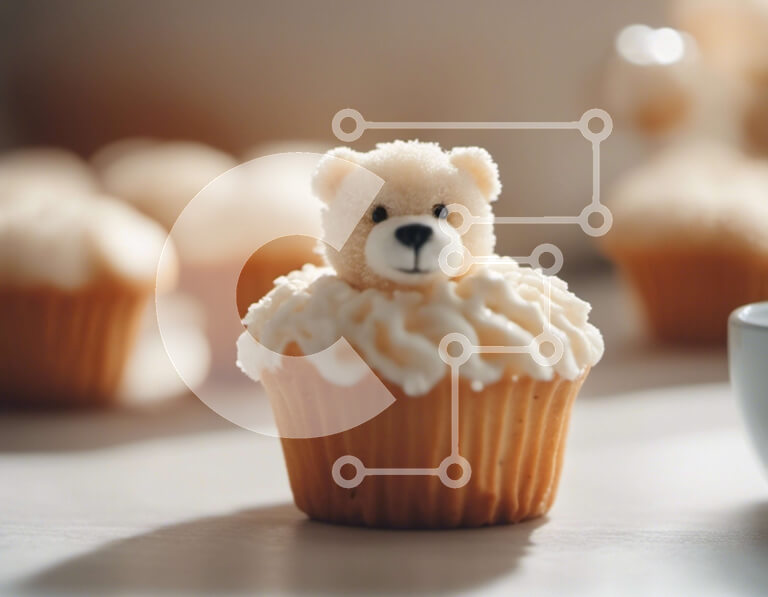 Intra Συλλεκτικό Ξύλινο Παζλ Plywood  4mm - Λευκό Cupcake με πάγωμα σε σχήμα αρκουδάκι Σε Ξύλινο Κουτί - Διαστάσεις: 10x10 cm – 25 κομμάτια