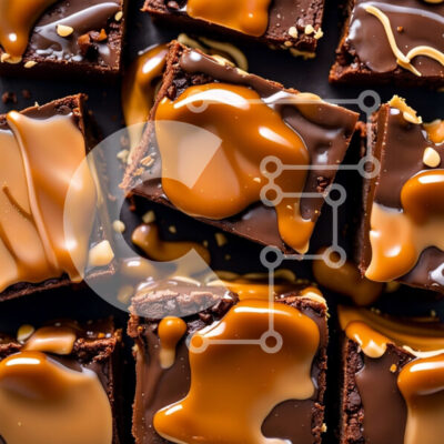 Intra Συλλεκτικό Ξύλινο Παζλ Plywood  4mm - Δελεαστική εικόνα από Brownies σοκολάτας με σάλτσα καραμέλας Σε Ξύλινο Κουτί - Διαστάσεις: 10x10 cm – 25 κομμάτια - Image 1