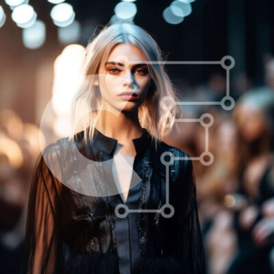 Intra Συλλεκτικό Ξύλινο Παζλ Plywood 4mm - Εκπληκτικό μαύρο φόρεμα με διάφανα πάνελ και βαθιά λαιμόκοψη στο μοντέλο Walking Runway Σε Ξύλινο Κουτί - Διαστάσεις: 10x10 cm – 25 κομμάτια - Image 1