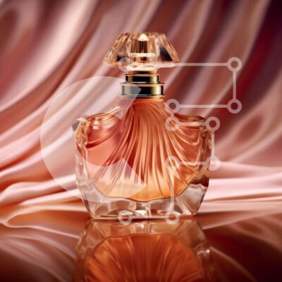 Intra Συλλεκτικό Ξύλινο Παζλ Plywood 4mm - Κομψό μπουκάλι αρώματος σε μια γυαλιστερή επιφάνεια - δωρεάν φωτογραφία Σε Ξύλινο Κουτί - Διαστάσεις: 10x10 cm – 25 κομμάτια - Image 1