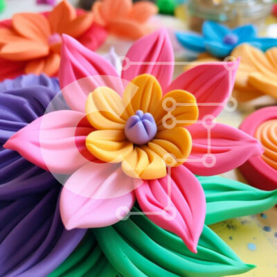 Intra Συλλεκτικό Ξύλινο Παζλ Plywood 4mm - Πολύχρωμα λουλούδια από πολυμερή πηλό Σε Ξύλινο Κουτί - Διαστάσεις: 10x10 cm – 25 κομμάτια - Image 1