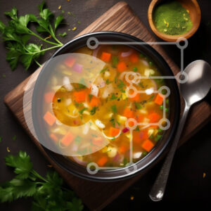 Intra Συλλεκτικό Ξύλινο Παζλ Plywood  4mm - Νόστιμη και υγιεινή σούπα λαχανικών με καρότα, πατάτες και πράσινα φασόλια Σε Ξύλινο Κουτί - Διαστάσεις: 10x10 cm – 25 κομμάτια