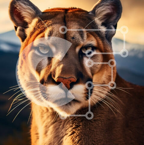 Intra Συλλεκτικό Ξύλινο Παζλ Plywood  4mm - Εκπληκτική εικόνα ενός ορεινού λιονταριού (Cougar) στην άγρια ​​φύση Σε Ξύλινο Κουτί - Διαστάσεις: 10x10 cm – 25 κομμάτια - Image 1